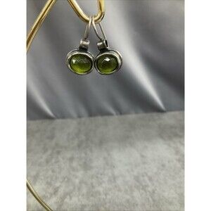 Silpada Sterling Daintree Green Glass Earrings